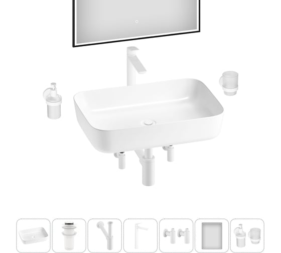 Изображение товара Набор 7 в 1 Wellsee Preen накладная раковина 50x40 см, состоит из 329703000, 18 20218298R