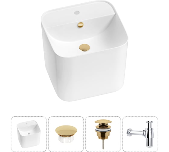 Изображение товара Набор 4 в 1 Wellsee M1 Limited Edition подвесная раковина 45x42 см, состоит из 20217252R