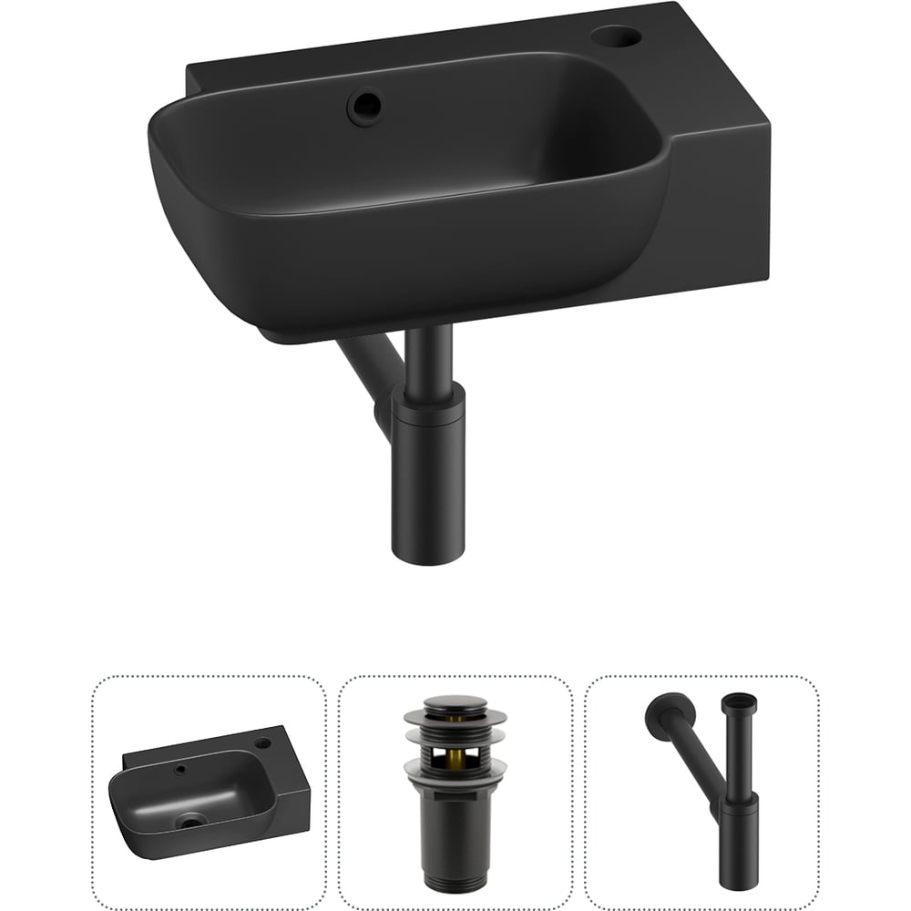 Изображение товара Комплект 3 в 1 Lavinia Boho Bathroom Sink накладная или подвесная раковина 40х24 см черный фарфор