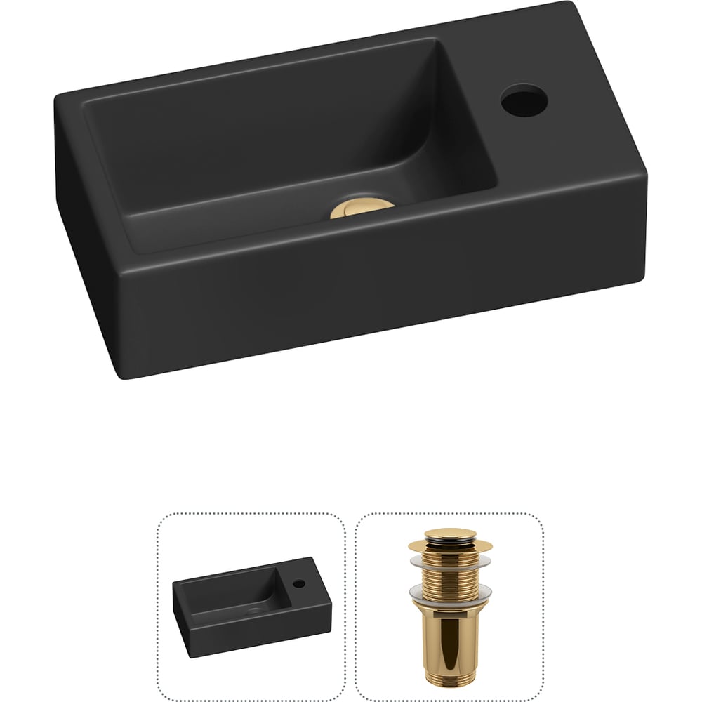 Изображение товара Комплект 2 в 1 Lavinia Boho Bathroom Sink накладная подвесная раковина 40x20 см черная фарфор