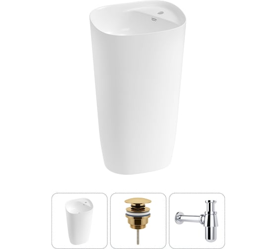 Изображение товара Комплект 3 в 1 Wellsee Bathroom Sink напольная раковина 50x45x89 см, состоит из 3331 20215530R