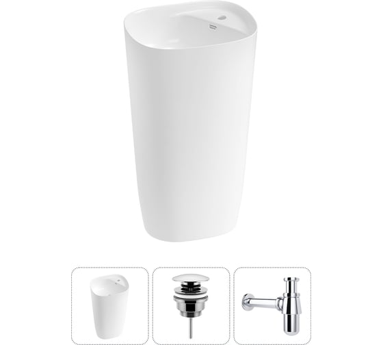 Изображение товара Комплект 3 в 1 Wellsee Bathroom Sink напольная раковина 50x45x89 см, состоит из 3331 20215528R