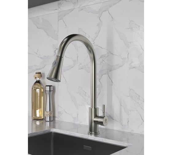 Изображение товара Смеситель для кухни с вытяжным изливом, сталь ORANGE Steel НФ-00002597 M99-120st