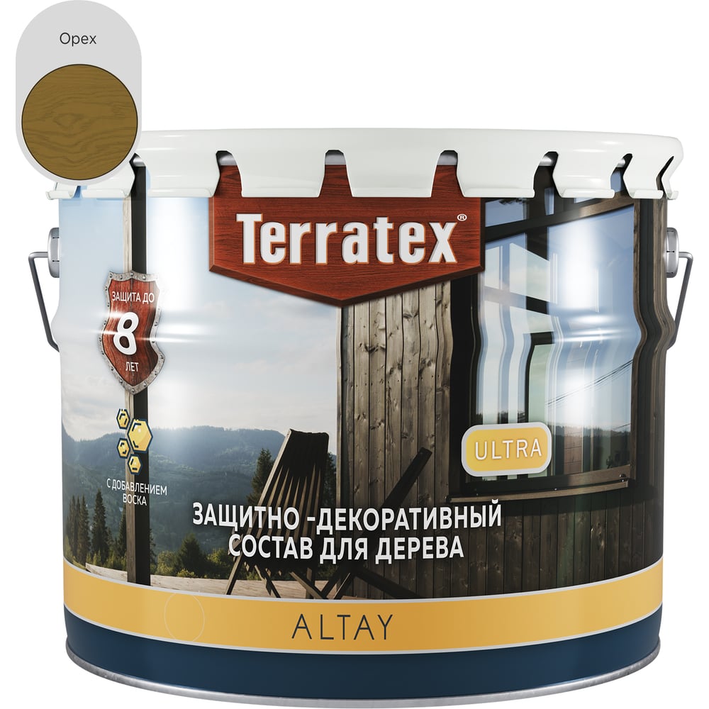 Изображение товара Деревозащитный состав ТЕРРАТЕКС ALTAY ULTRA Орех 7.5 кг