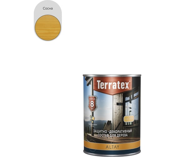 Изображение товара Деревозащитный декоративный состав ТЕРРАТЕКС ALTAY ULTRA Сосна, 0,75кг / 1л /14 ЭК000145661