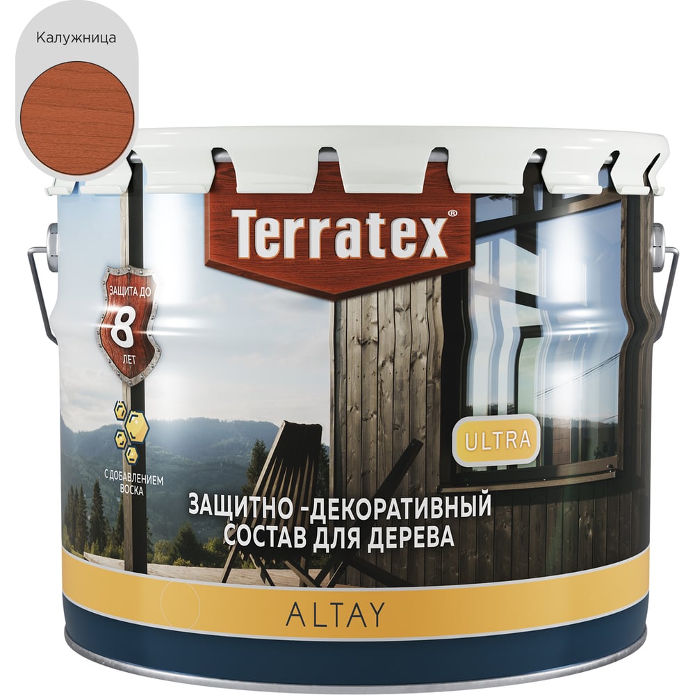 Изображение товара Деревозащитный декоративный состав ТЕРРАТЕКС ALTAY ULTRA Калужница 7,5 кг