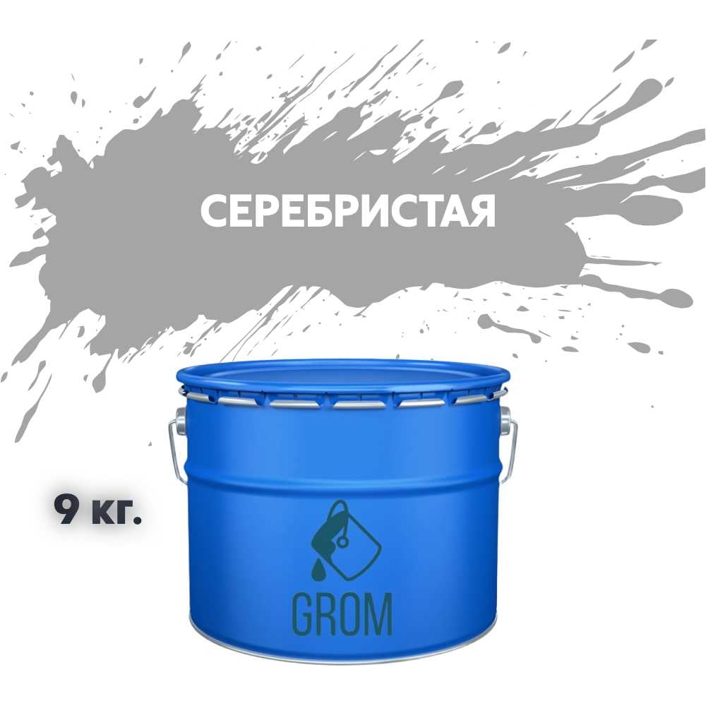 Изображение товара Грунт-эмаль по металлу и ржавчине 3 в 1 GROM матовая серый серебристый 9кг