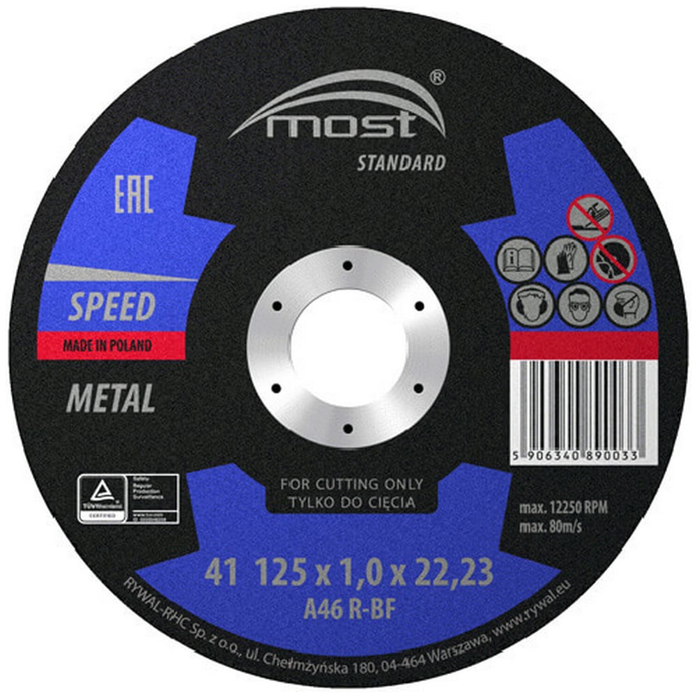 Изображение товара Круг отрезной MOST 125x1,0x22 для резки металлов, электрокорунд, 50 шт