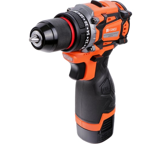 Изображение товара Дрель аккумуляторная бесщеточная Союз 16В, 45Нм, 2x2.0Ач, ЗУ,кейс ДШС-18