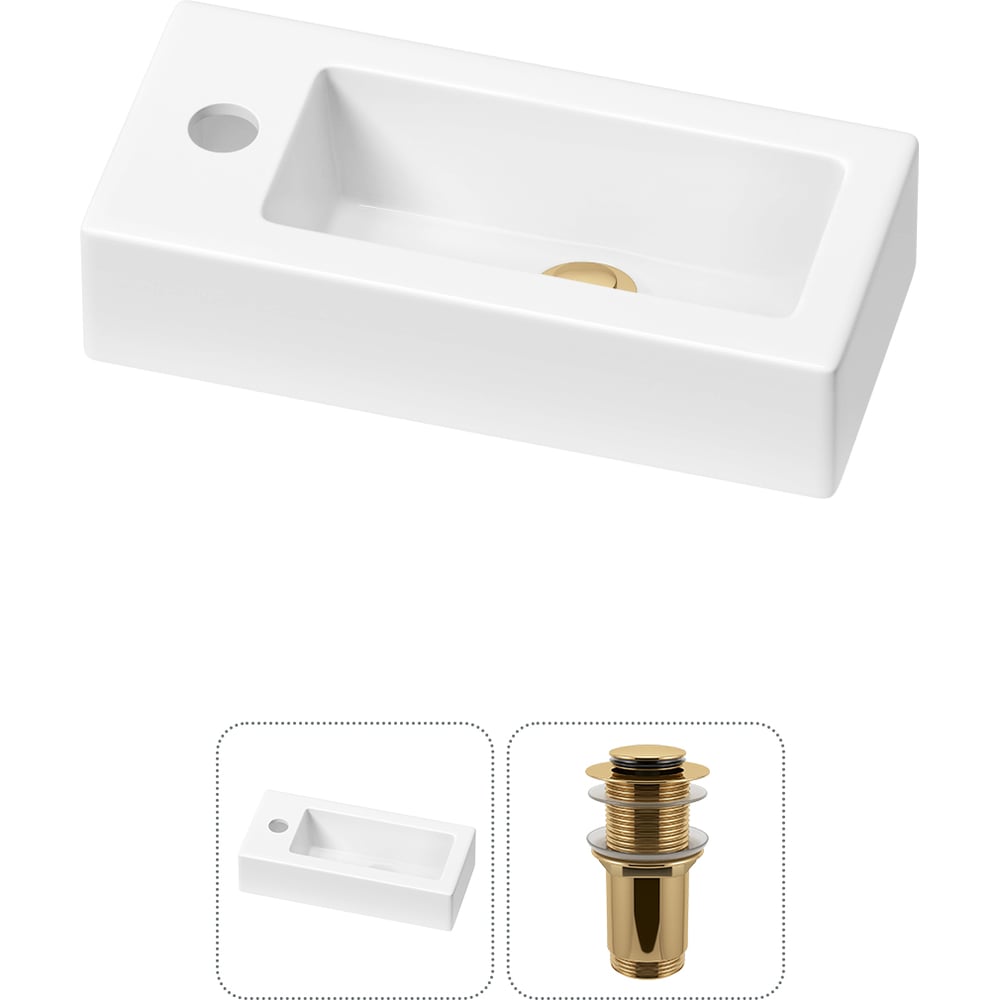 Изображение товара Комплект 2 в 1 Wellsee Lavinia Boho раковина для ванной 37x18 см с золотыми аксессуарами