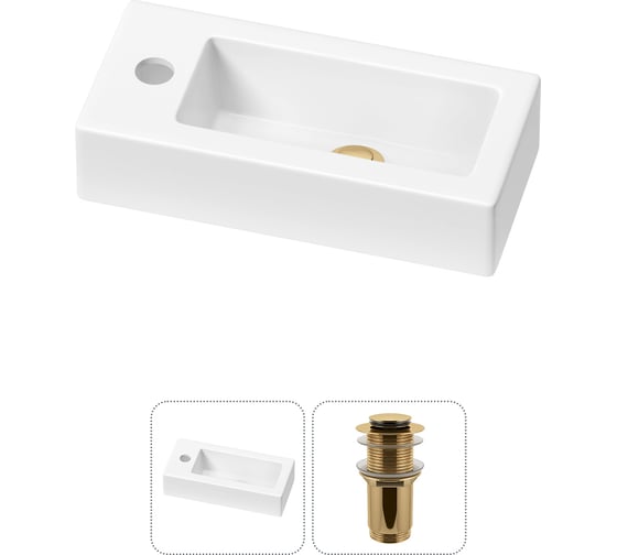 Изображение товара Комплект 2 в 1 Wellsee Lavinia Boho Bathroom Sink накладная/подвесная раковина 37x18 см 20215883R