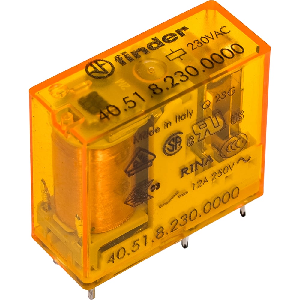 Изображение товара Миниатюрное реле Finder 1 перекидной контакт 10А, 230В AC, 405182300000