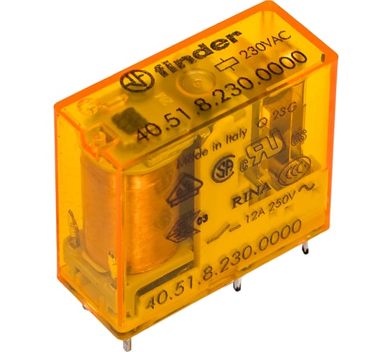 Изображение товара Миниатюрное реле Finder 1 перекидной контакт 10А, 230В AC, 405182300000
