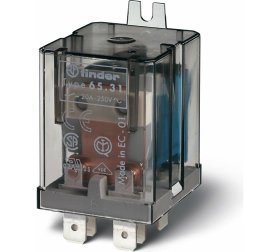 Изображение товара Силовое реле Finder 1НО контакт, зазор 3мм 30А, = 24В DC, подключение через Faston, 653190240309