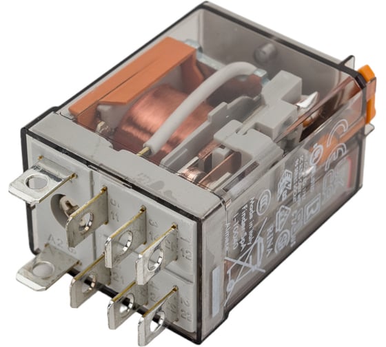 Изображение товара Миниатюрное силовое реле Finder 2 перекидных контакта 12А, 230В AC, 563282300040