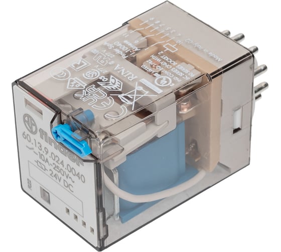 Изображение товара Универсальное реле Finder 3 перекидных контакта 10А, = 24В DC, 11 штырьковый разъем, 601390240040