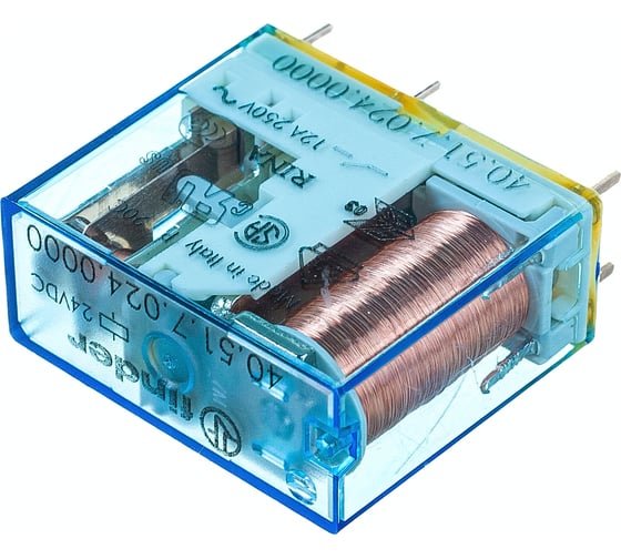 Изображение товара Миниатюрное реле Finder 1 перекидной контакт 10А, = 24В Чувст. пост. тока, 405170240000