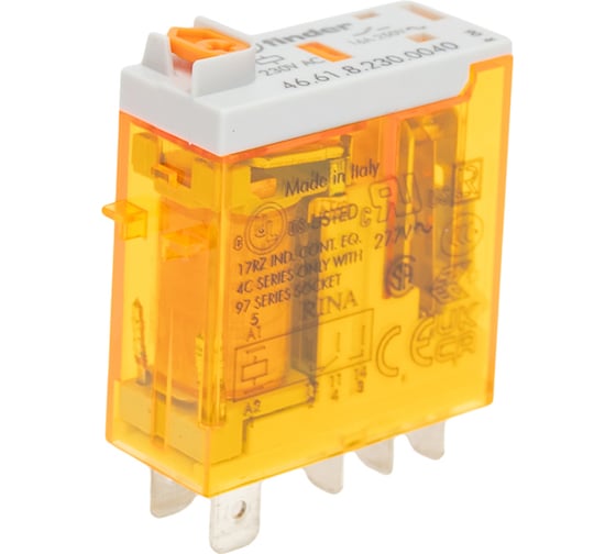 Изображение товара Миниатюрное промышленное реле Finder 1 CO конт. 16а, 230в Ac, подключение через fAston, 466182300040