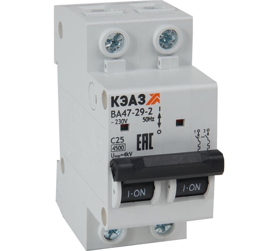 Изображение товара Выключатель автоматический модульный КЭАЗ ВА47-29-2D2-УХЛ3 (4,5кА)- 318260