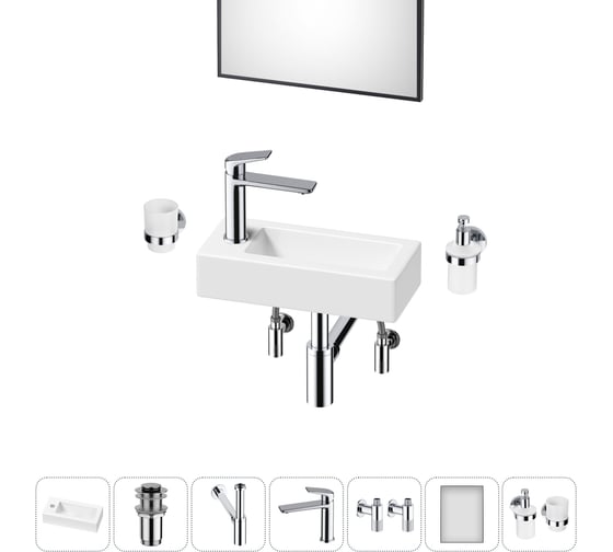 Изображение товара Комплект 7 в 1 Wellsee Bathroom Sink накладная/подвесная раковина 37x18 см состоит 20219531R
