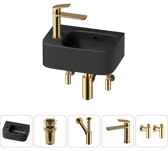 Изображение товара Комплект 5 в 1 Wellsee Bathroom Sink накладная/подвесная раковина 37x25 см состоит 20216552R