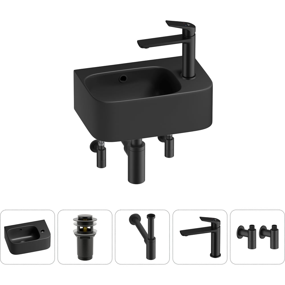 Комплект 5 в 1 Wellsee Bathroom Sink накладная/подвесная раковина 37x25 см состоит 20216579R