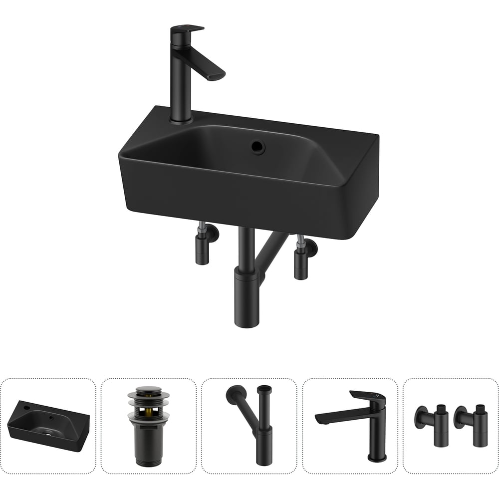Комплект 5 в 1 Wellsee Bathroom Sink накладная/подвесная раковина 40x22 см состоит 20216467R