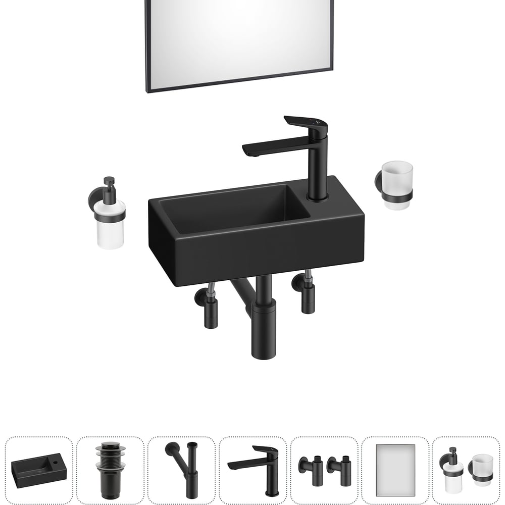 Изображение товара Комплект Wellsee Bathroom Sink 7 в 1 с раковиной 40x20 см