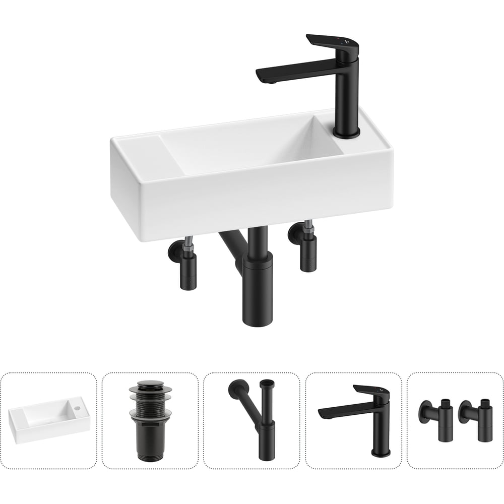 Изображение товара Раковина Wellsee 5 в 1 Bathroom Sink - белый фарфор, накладная, 430x180 мм, матовые аксессуары Изображение товара Раковина Wellsee 5 в 1 Bathroom Sink - белый фарфор, накладная, 430x180 мм, матовые аксессуары