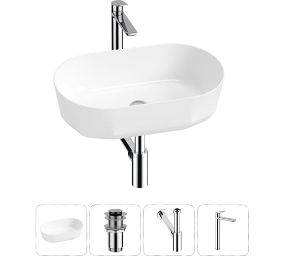 Изображение товара Комплект 4 в 1 Lavinia Boho Bathroom Sink накладная раковина 55x32 см состоит из 3331109 20215813R