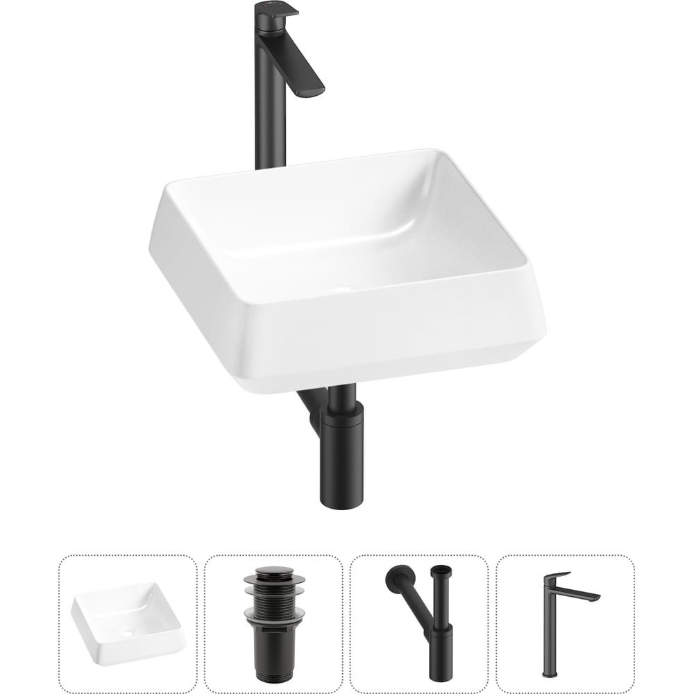 Изображение товара Комплект 4 в 1 Lavinia Boho Bathroom Sink накладная раковина 38x38 см белая