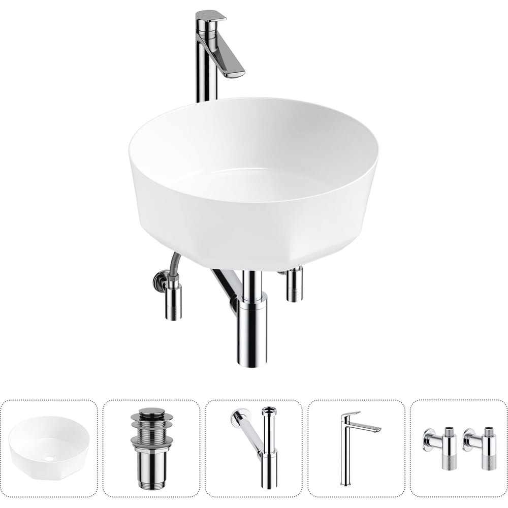 Изображение товара Комплект 5 в 1 Lavinia Boho Bathroom Sink накладная раковина из фарфора 42 см современный дизайн