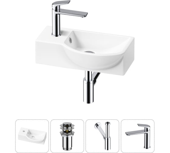 Изображение товара Комплект 4 в 1 Wellsee Bathroom Sink накладная/подвесная раковина 40x23 см состоит 20216029R