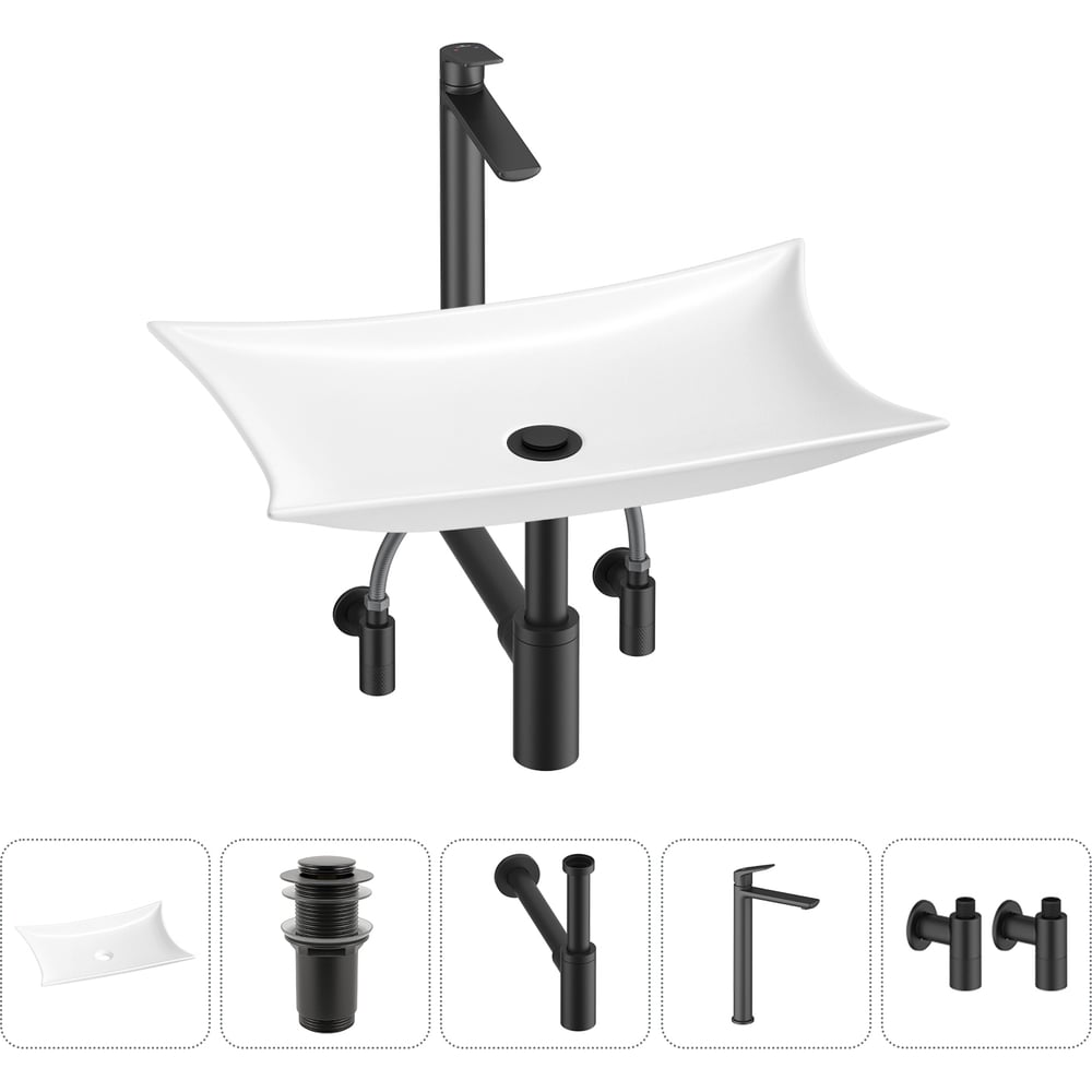 Изображение товара Комплект 5 в 1 Wellsee Bathroom Sink накладная раковина фарфор современный стиль