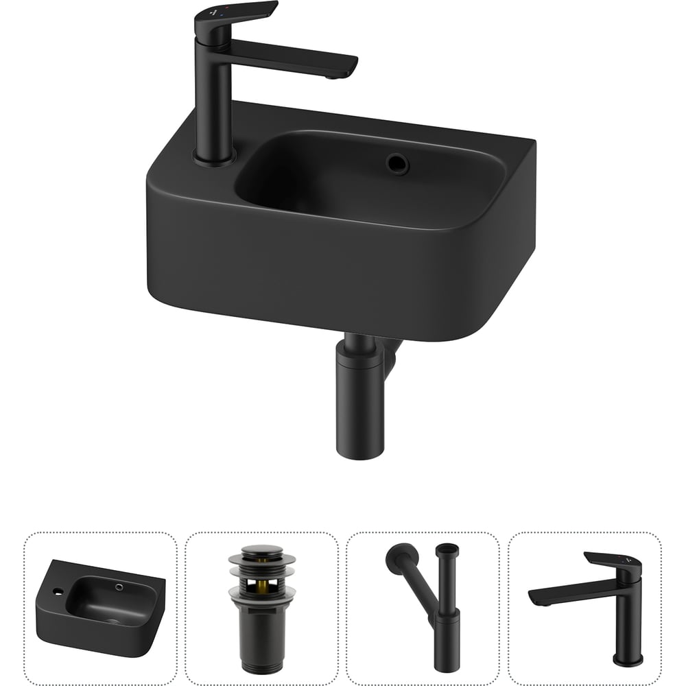 Изображение товара Раковина Wellsee Bathroom Sink 20216548R накладная фарфоровая черная