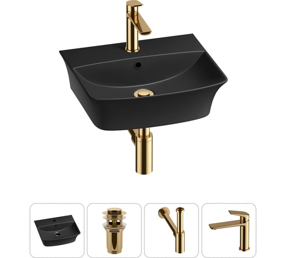 Изображение товара Комплект 4 в 1 Wellsee Bathroom Sink накладная/подвесная раковина 45x40 см состоит 20216773R