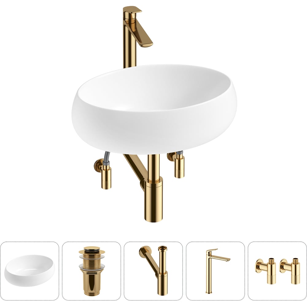 Изображение товара Комплект 5 в 1 Wellsee Bathroom Sink накладная раковина 50x36 см