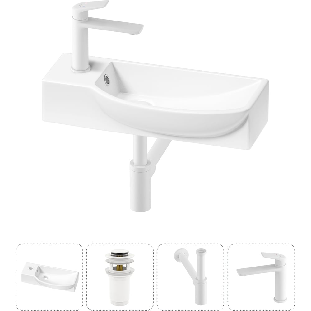 Изображение товара Комплект 4 в 1 Wellsee Bathroom Sink с смесителем 50x24 см