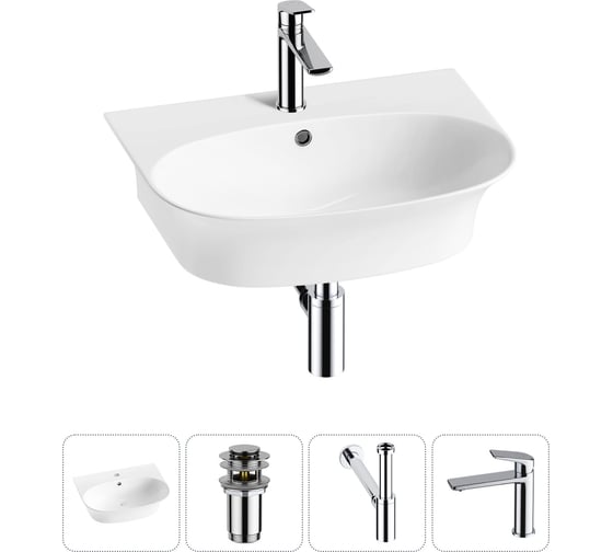 Изображение товара Комплект 4 в 1 Wellsee Bathroom Sink накладная/подвесная раковина 55x43 см состоит 20216701R