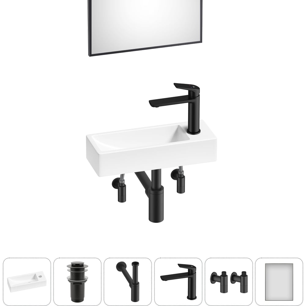 Изображение товара Комплект 6 в 1 Wellsee Bathroom Sink накладная раковина с смесителем