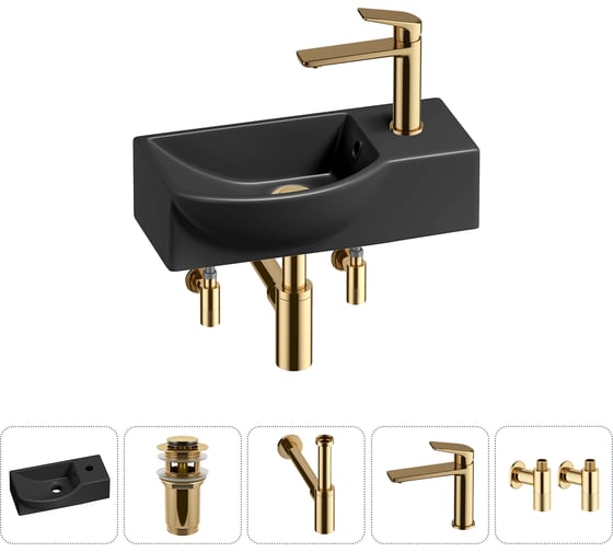 Изображение товара Комплект 5 в 1 Wellsee Bathroom Sink накладная/подвесная раковина 40x23 см состоит 20216076R