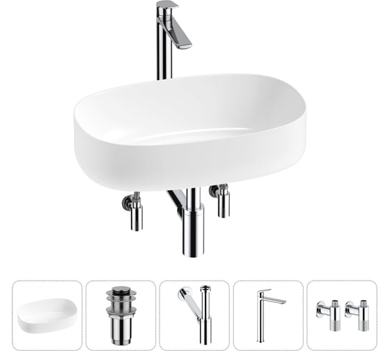 Изображение товара Комплект 5 в 1 Lavinia Boho Bathroom Sink накладная раковина 55x35 см состоит из 3331112 20215833R