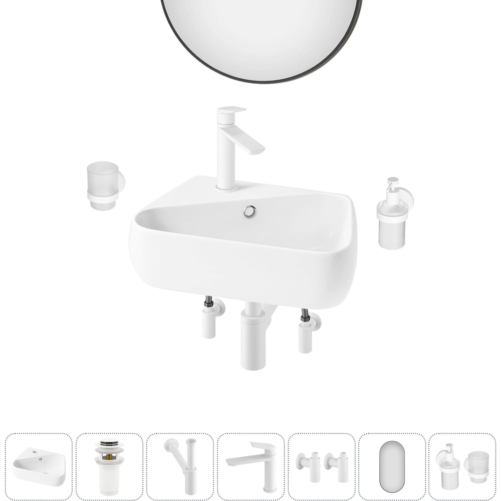 Изображение товара Комплект 7 в 1 Wellsee Bathroom Sink накладная раковина 44x27 см