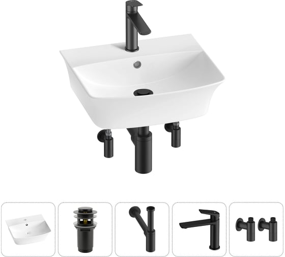 Изображение товара Комплект 5 в 1 Wellsee Bathroom Sink накладная/подвесная раковина 45x40 см состоит 20216762R
