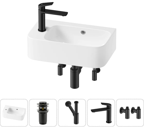 Изображение товара Комплект 5 в 1 Wellsee Bathroom Sink накладная/подвесная раковина 45x27 см состоит 20216482R