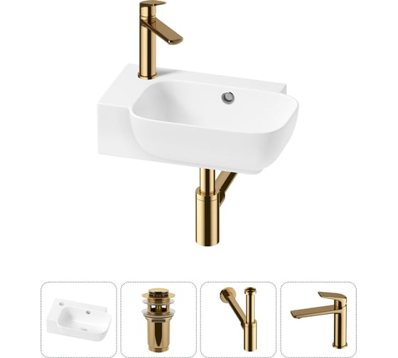 Изображение товара Комплект 4 в 1 Wellsee Bathroom Sink накладная/подвесная раковина 40x24 см состоит 20216395R