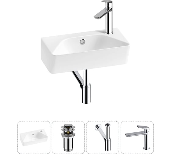 Изображение товара Комплект 4 в 1 Wellsee Bathroom Sink накладная/подвесная раковина 40x22 см состоит 20216421R