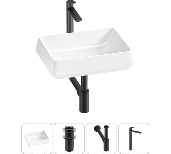Изображение товара Комплект 4 в 1 Wellsee Bathroom Sink накладная раковина 50x38 см состоит из 3331111 20215437R