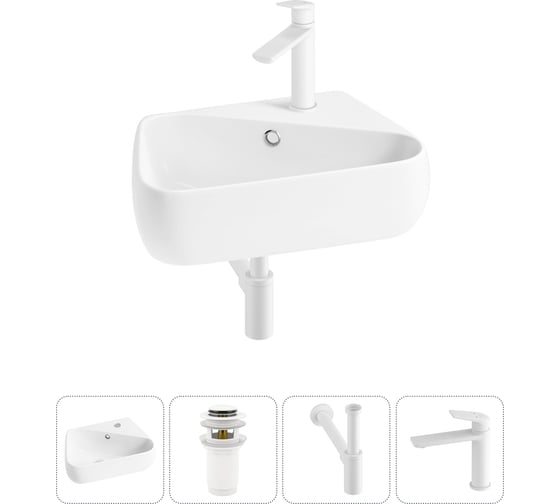 Изображение товара Комплект 4 в 1 Wellsee Bathroom Sink накладная/подвесная раковина 44x27 см состоит 20216620R