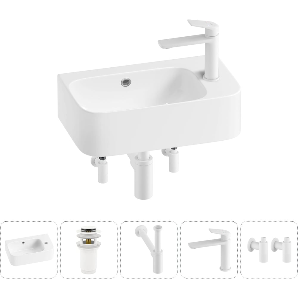 Изображение товара Комплект 5 в 1 Lavinia Boho Bathroom Sink накладная раковина с смесителем 45x27 см белый дизайн